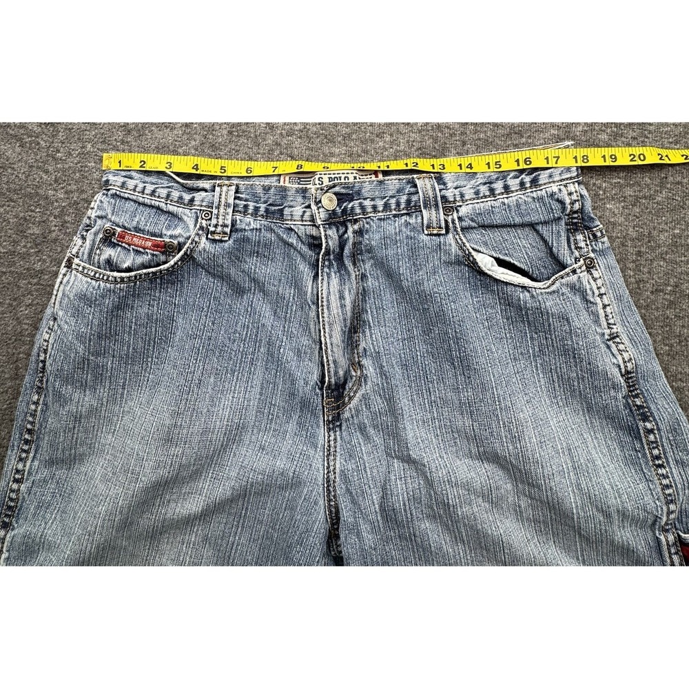 VTG US Polo ASSN Jean Shorts Baggy Y2K Men's Sz 36 Skater Carpenter Thrashed - Picture 12 of 16